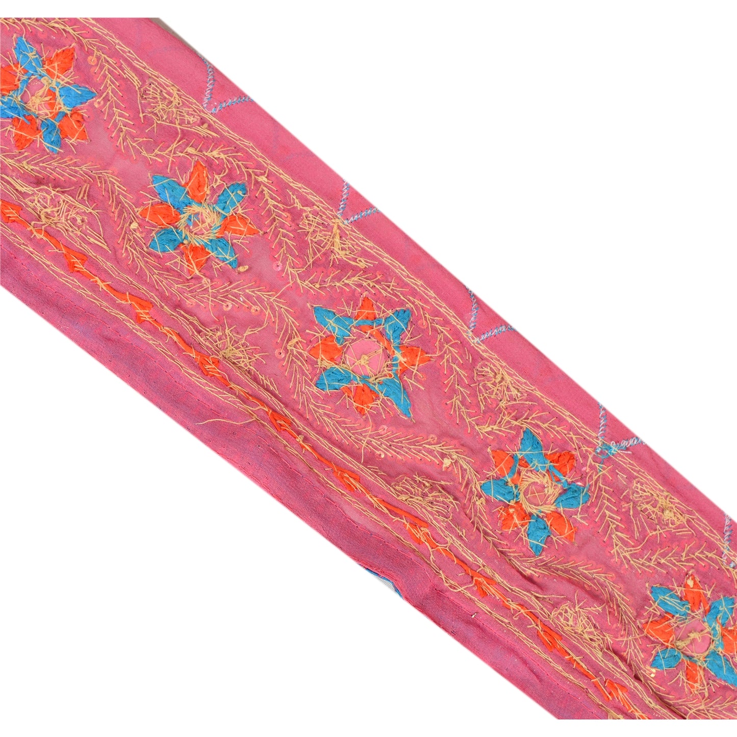 SANSKRITI VINTAGE Border Ручная отделка бисером 1 ярд шитье розовое кружево со стразами