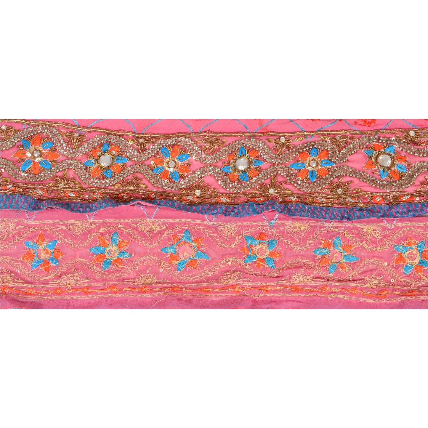 SANSKRITI VINTAGE Border Ручная отделка бисером 1 ярд шитье розовое кружево со стразами