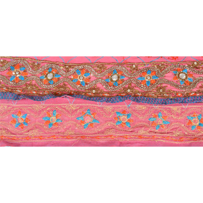 SANSKRITI VINTAGE Border Ручная отделка бисером 1 ярд шитье розовое кружево со стразами
