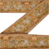 SANSKRITI VINTAGE Border Hand Embroidered 1 YD Trim Sewing Brown Zardozi Lace