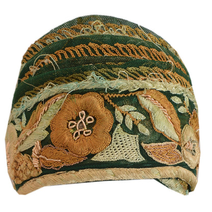 Sanskriti Vintage Sari Border Hand Embroidered 1 Yd Trim Sewing Green Craft Lace