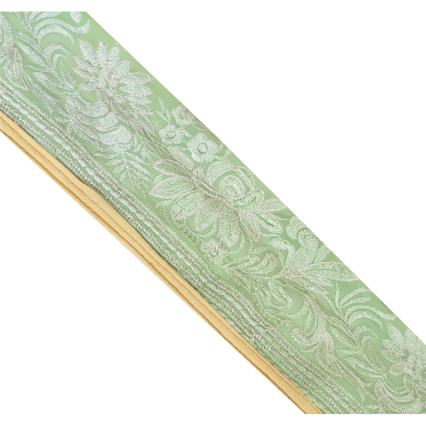 Sanskriti Vintage Sari Border Embroidered 1 Yd Trim Sewing Green Indian Lace