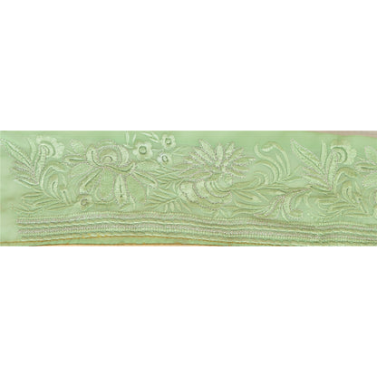 Sanskriti Vintage Sari Border Embroidered 1 Yd Trim Sewing Green Indian Lace
