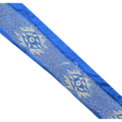 Sanskriti Vintage Sari Border Hand Beaded 1 Yd Craft Trim Sewing Dark Blue Lace