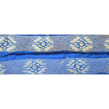 Sanskriti Vintage Sari Border Hand Beaded 1 Yd Craft Trim Sewing Dark Blue Lace