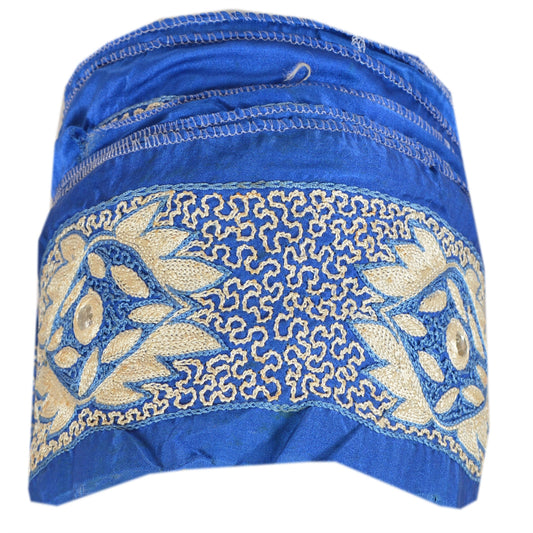 Sanskriti Vintage Sari Border Hand Beaded 1 Yd Craft Trim Sewing Dark Blue Lace