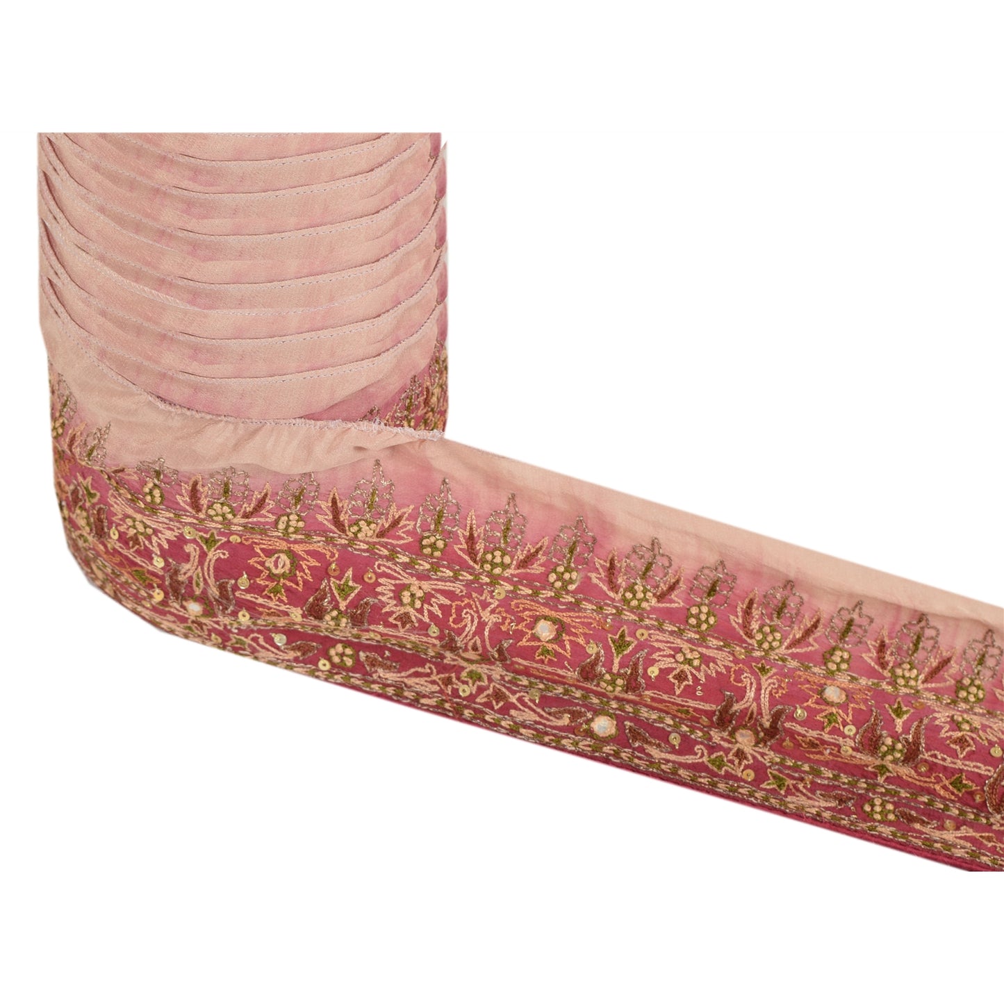 Sanskriti Vintage Sari Border Hand Beaded 1Yd Indian Trim Sewing Purple Zari Lace