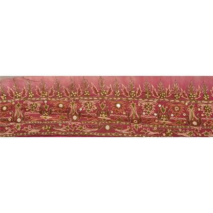 Sanskriti Vintage Sari Border Hand Beaded 1Yd Indian Trim Sewing Purple Zari Lace