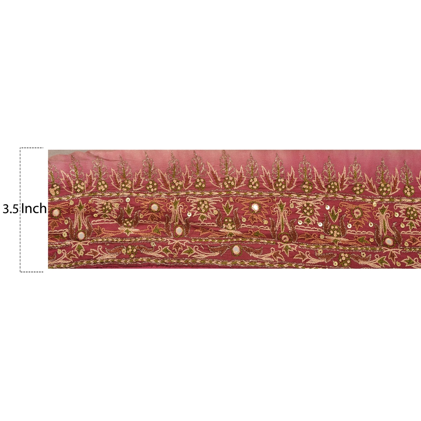 Sanskriti Vintage Sari Border Hand Beaded 1Yd Indian Trim Sewing Purple Zari Lace