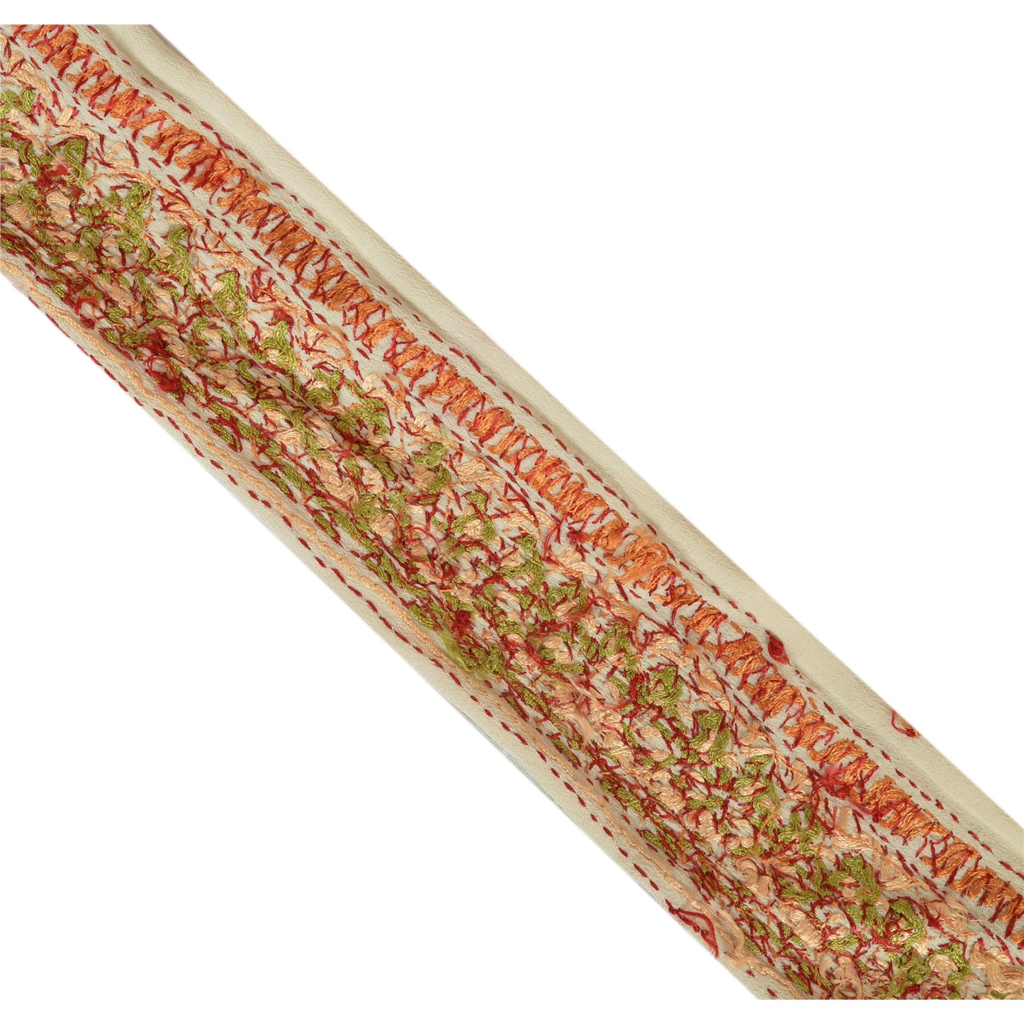 Sanskriti Vintage Sari Border Hand Embroidered Suzani 1Yd Trim Sewing Craft Lace