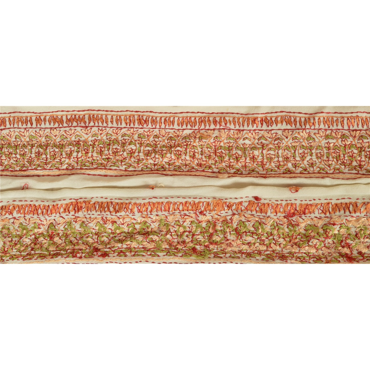 Sanskriti Vintage Sari Border Hand Embroidered Suzani 1Yd Trim Sewing Craft Lace