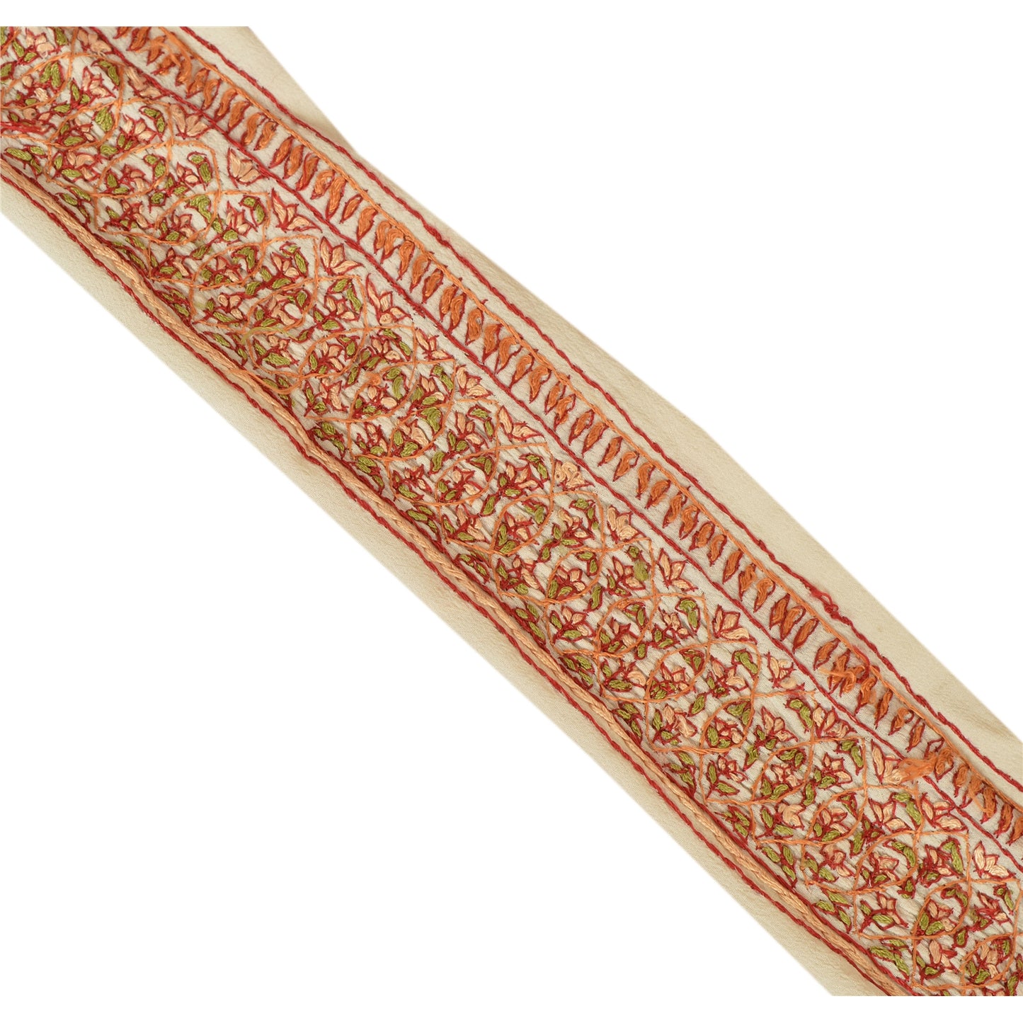 Sanskriti Vintage Sari Border Hand Embroidered Suzani 1Yd Trim Sewing Craft Lace