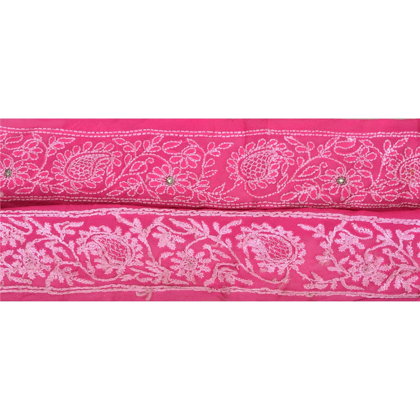 Sanskriti Vintage Sari Border Hand Embroidered Chikankari 1 YD Trim Sewing Lace