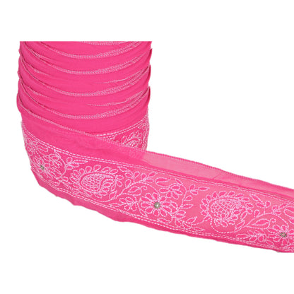 Sanskriti Vintage Sari Border Hand Embroidered Chikankari 1 YD Trim Sewing Lace