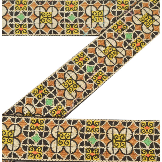 Sanskriti Vintage Sari Border Woven 1 Yd Indian Trim Ribbon Multi Color Lace