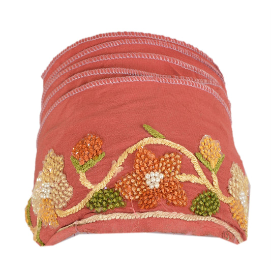 Sanskriti Vintage Sari Border Hand Beaded 1 Yd Indian Trim Sewing Pink Soft Lace