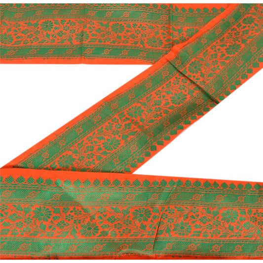 Sanskriti Vintage Sari Border Antique Woven 1 Yd Trim Sewing Indian Red Craft Floral Lace
