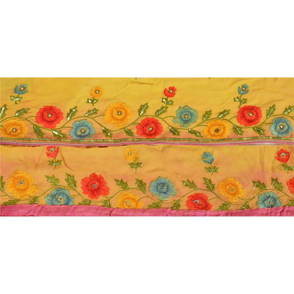 Sanskriti Vintage Sari Border Hand Beaded 1 Yd Indian Trim Sewing Yellow Lace