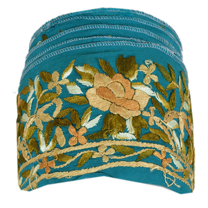 Sanskriti Vintage Border Hand Embroidered 1 Yard Trim Sewing Green Craft Lace