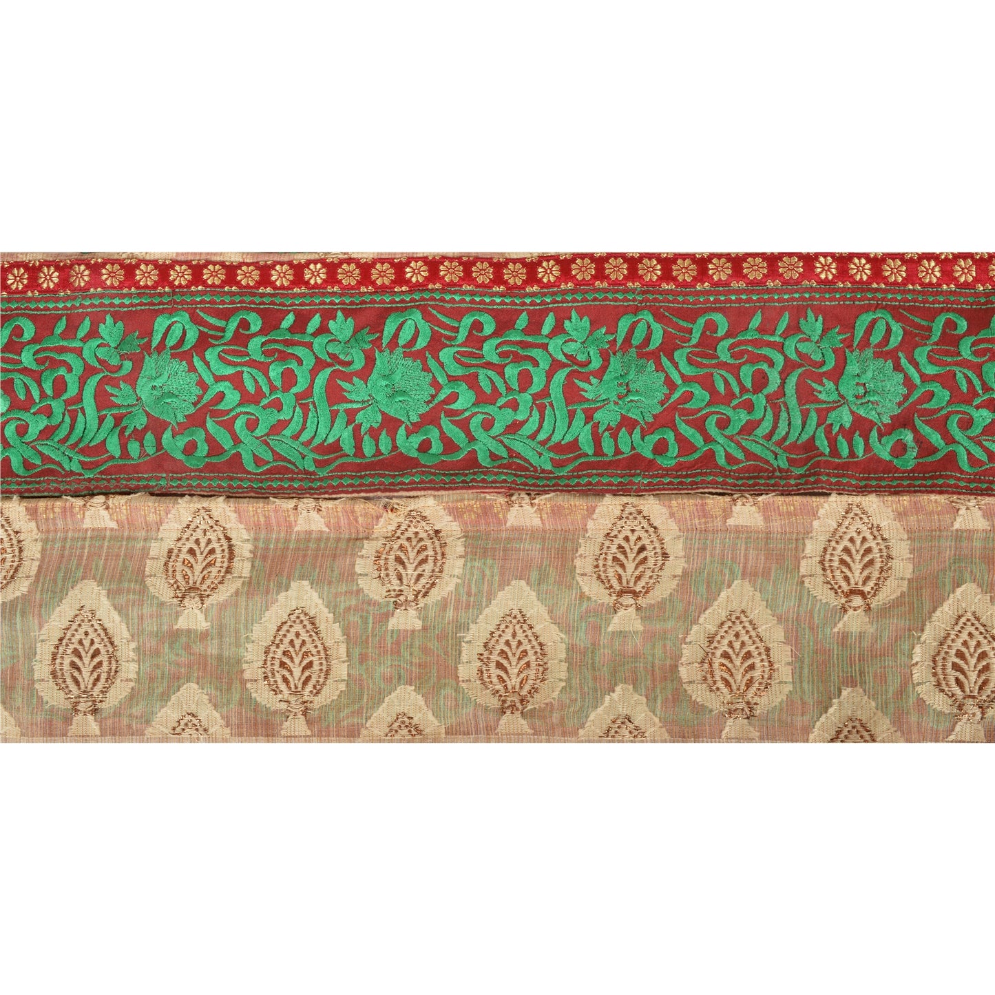 Sanskriti Vintage Sari Border Embroidered 1 Yd Trim Sewing Dark Red Craft Lace