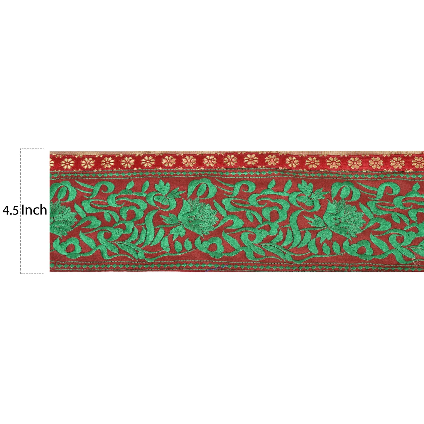 Sanskriti Vintage Sari Border Embroidered 1 Yd Trim Sewing Dark Red Craft Lace