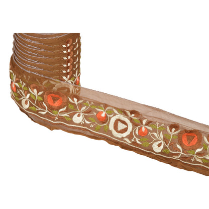 Sanskriti Vintage Border Embroidered 1 Yard Trim Sewing Green Craft Floral Lace