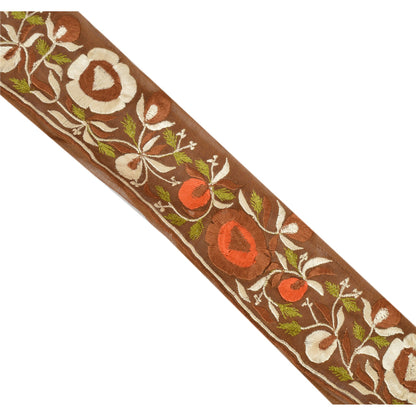 Sanskriti Vintage Border Embroidered 1 Yard Trim Sewing Green Craft Floral Lace