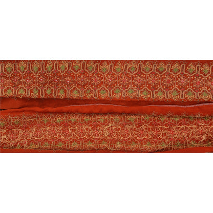 Sanskriti Vintage Sari Border Hand Embroidered Zari 1YD Trim Sewing Orange Lace
