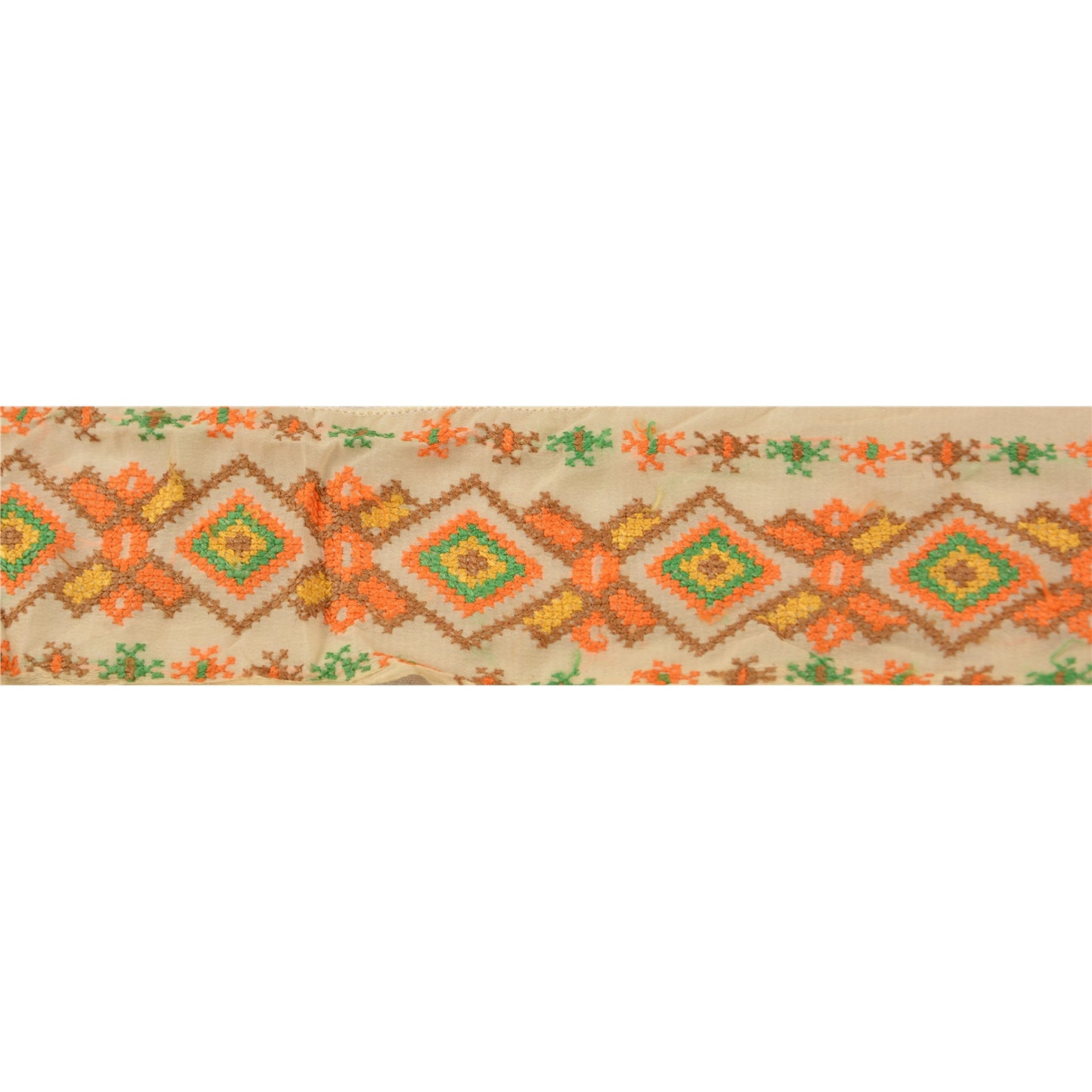 Sanskriti Vintage Sari Border Hand Embroidered Sindhi 1Yd Trim Sewing Craft Lace