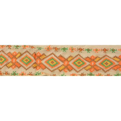 Sanskriti Vintage Sari Border Hand Embroidered Sindhi 1Yd Trim Sewing Craft Lace