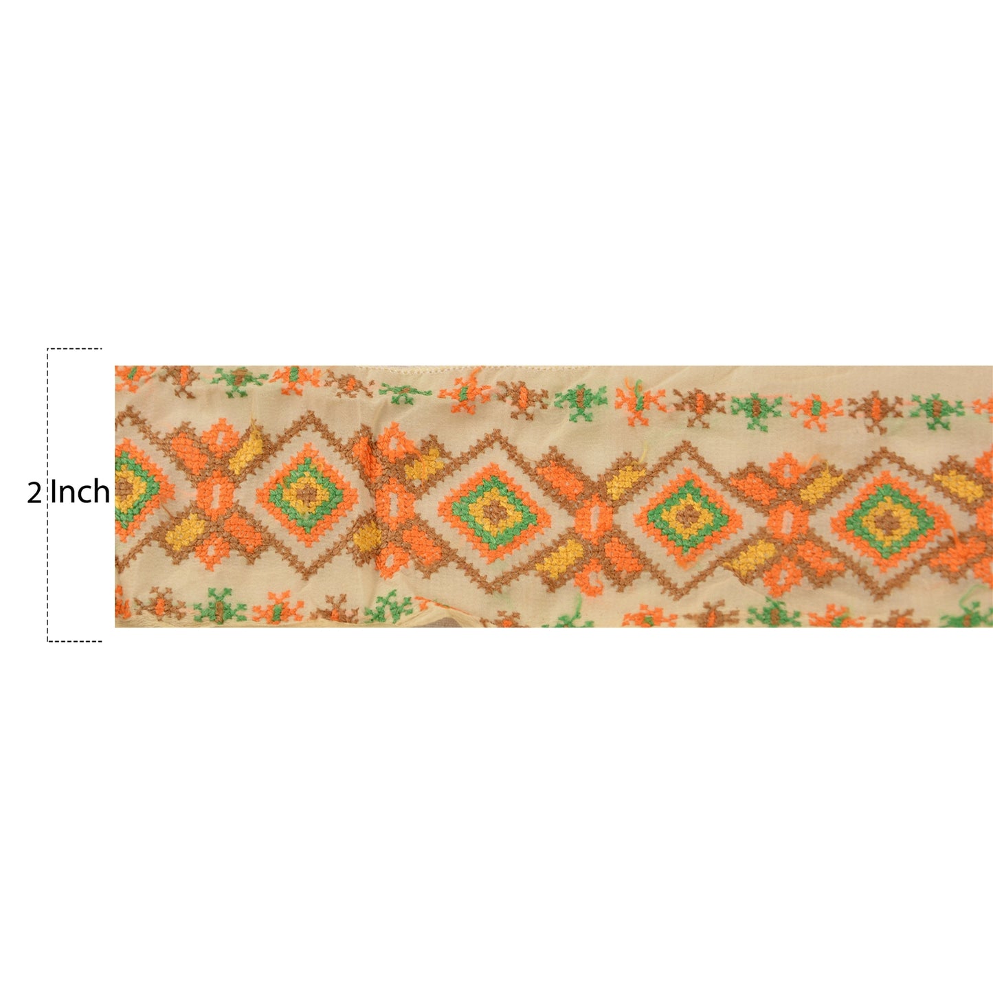 Sanskriti Vintage Sari Border Hand Embroidered Sindhi 1Yd Trim Sewing Craft Lace