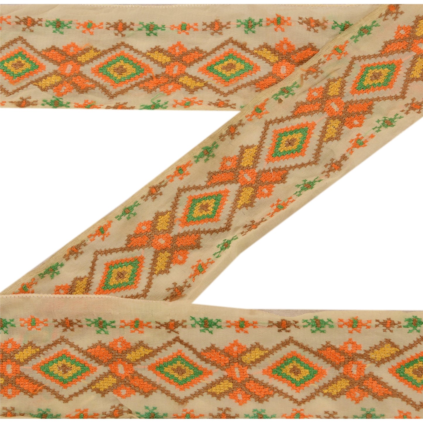 Sanskriti Vintage Sari Border Hand Embroidered Sindhi 1Yd Trim Sewing Craft Lace