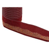 Sanskriti Vintage Sari Border Hand Embroidered 1 YD Trim Ribbon Dark Red Lace 1W