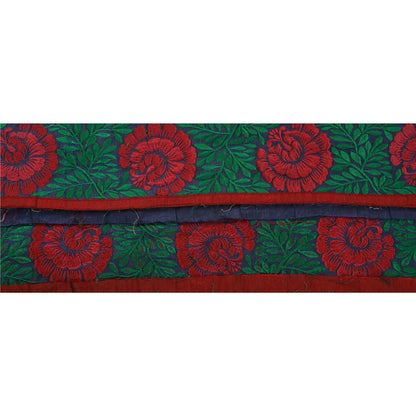 Санскрити Винтажная кайма Антикварная вышитая 1 ярдовая отделка Шитье Синее кружево ручной работы