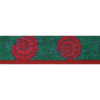 Санскрити Винтажная кайма Антикварная вышитая 1 ярдовая отделка Шитье Синее кружево ручной работы