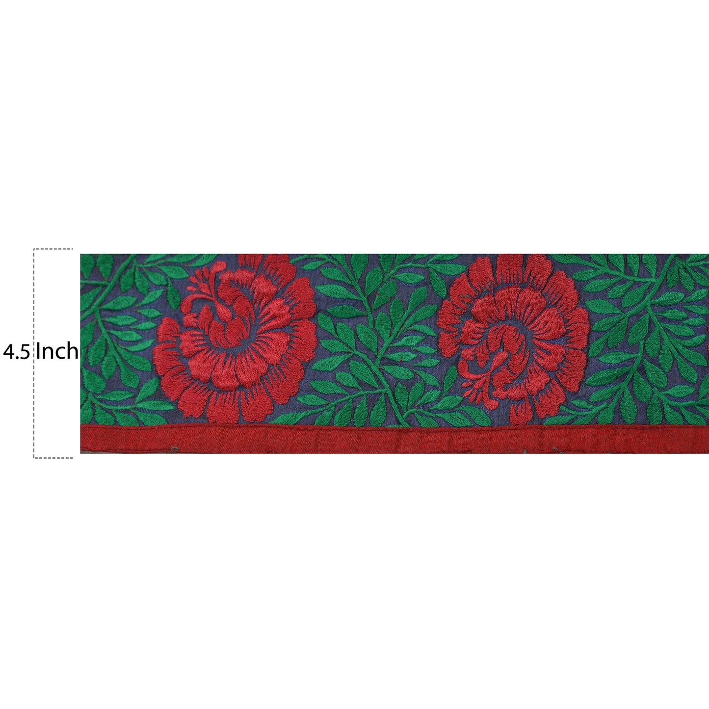 Санскрити Винтажная кайма Антикварная вышитая 1 ярдовая отделка Шитье Синее кружево ручной работы