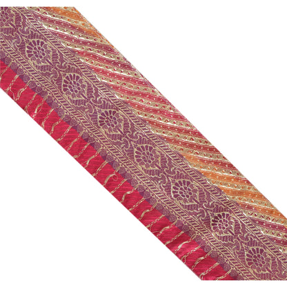Sanskriti Vintage Sari Border Woven Brocade 1 Yd Trim Craft Sewing Pink Lace
