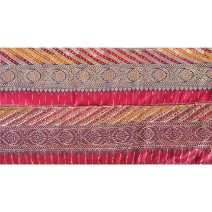 Sanskriti Vintage Sari Border Woven Brocade 1 Yd Trim Craft Sewing Pink Lace