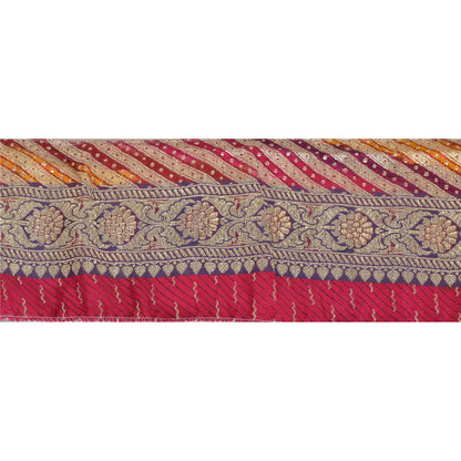 Sanskriti Vintage Sari Border Woven Brocade 1 Yd Trim Craft Sewing Pink Lace