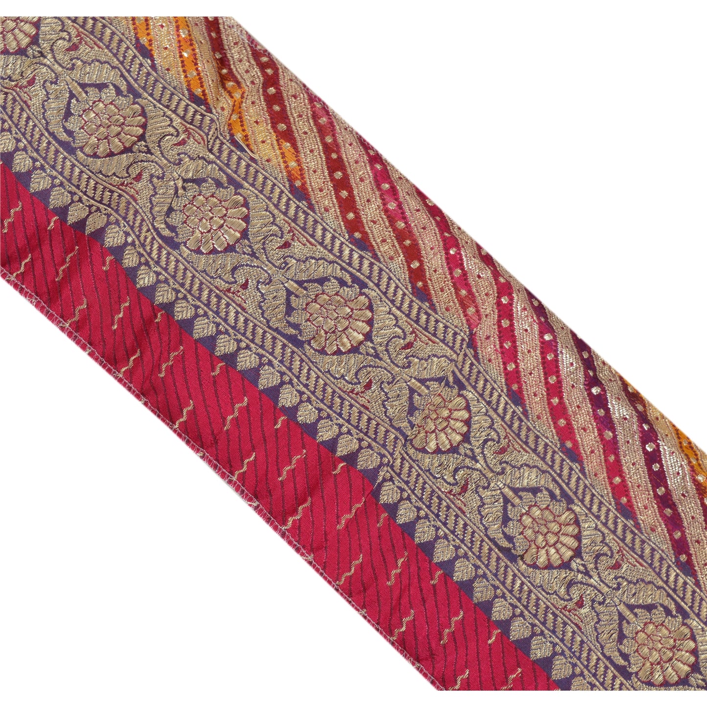 Sanskriti Vintage Sari Border Woven Brocade 1 Yd Trim Craft Sewing Pink Lace