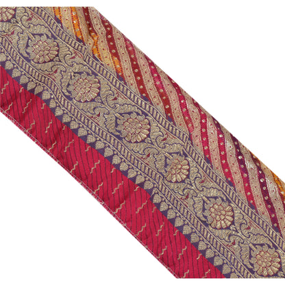 Sanskriti Vintage Sari Border Woven Brocade 1 Yd Trim Craft Sewing Pink Lace