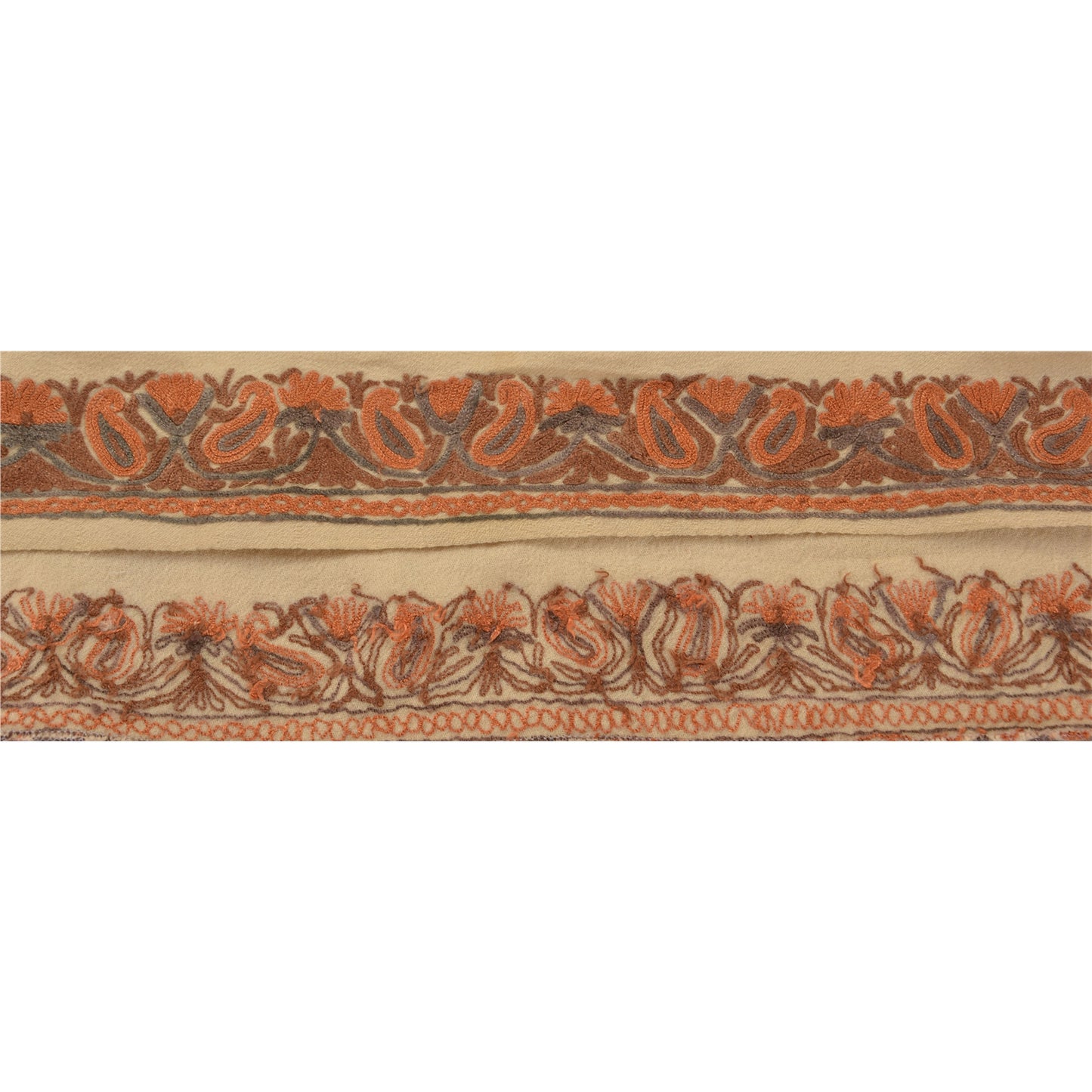 Sanskriti Vintage Border Antique Hand Embroidered Ari Work 1 YD Trim Ribbon Lace