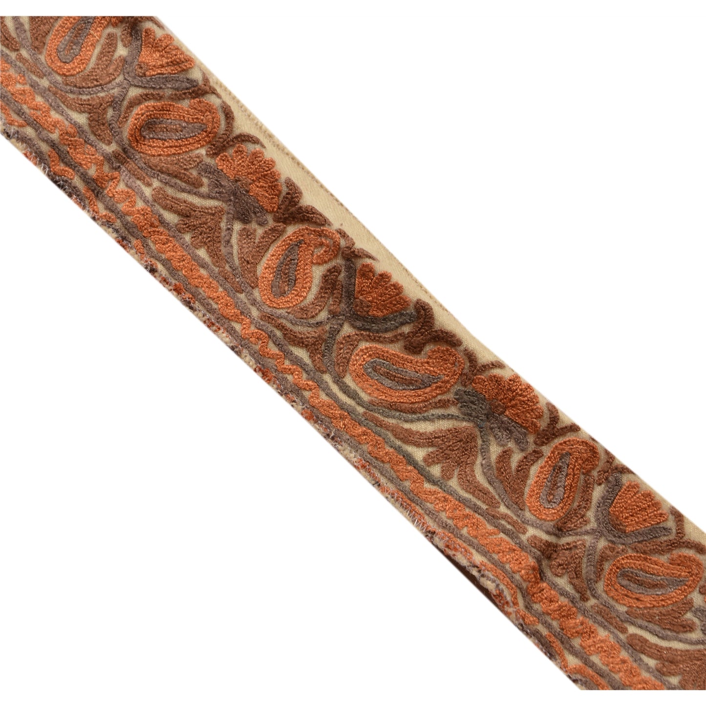 Sanskriti Vintage Border Antique Hand Embroidered Ari Work 1 YD Trim Ribbon Lace