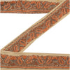 Sanskriti Vintage Border Antique Hand Embroidered Ari Work 1 YD Trim Ribbon Lace