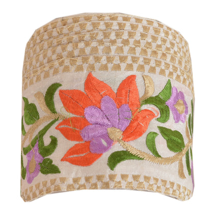 SANSKRITI VINTAGE Border Hand Embroidered 1 Yard Trim Sewing White Craft Lace