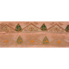 SANSKRITI VINTAGE Border Hand Beaded 1 YD Indian Trim Sewing Peach Zari Lace