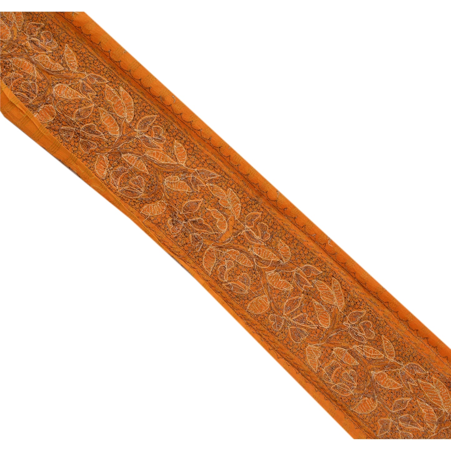 SANSKRITI VINTAGE Border Ручная вышивка бисером 1 ярд индийская отделка шитье шафрановое кружево