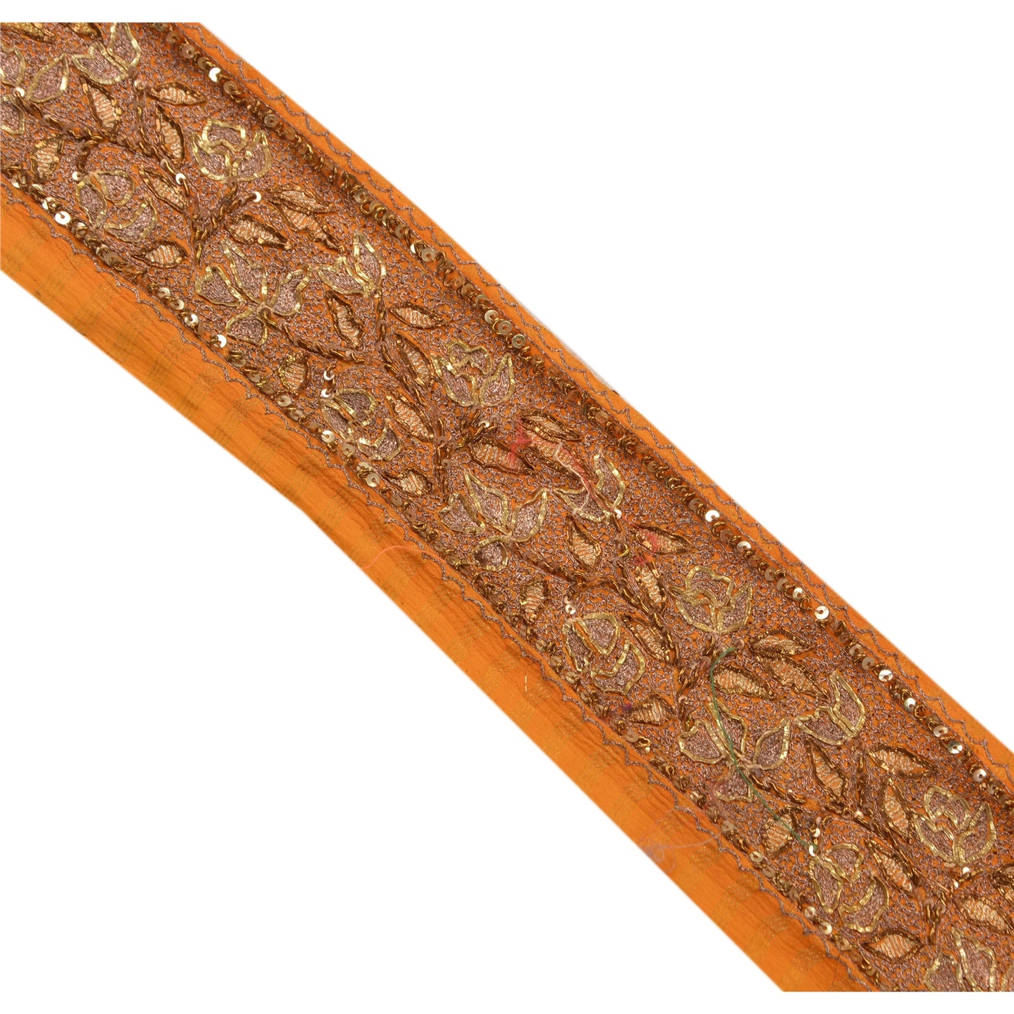 SANSKRITI VINTAGE Border Ручная вышивка бисером 1 ярд индийская отделка шитье шафрановое кружево