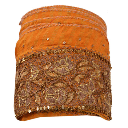 SANSKRITI VINTAGE Border Ручная вышивка бисером 1 ярд индийская отделка шитье шафрановое кружево