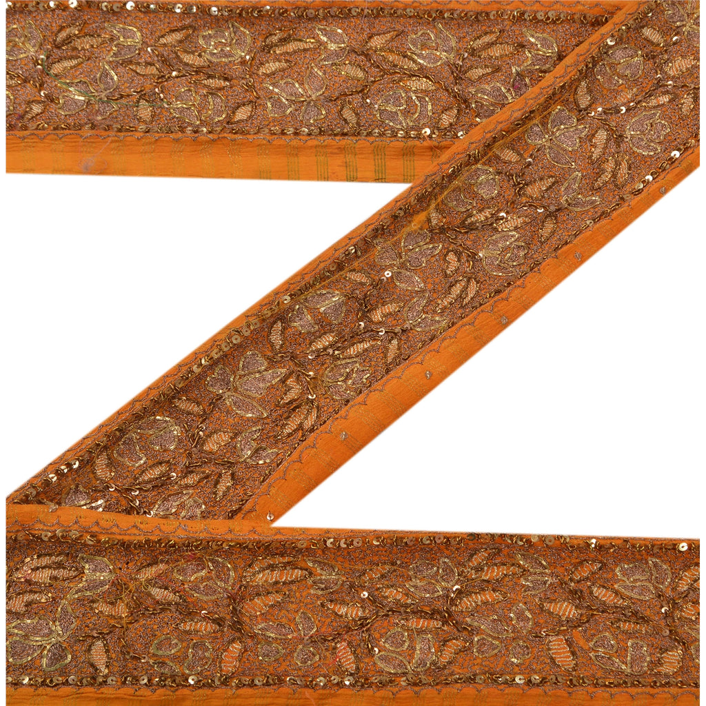 SANSKRITI VINTAGE Border Ручная вышивка бисером 1 ярд индийская отделка шитье шафрановое кружево